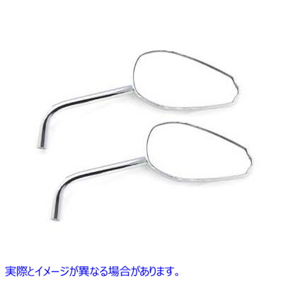 34-0404 ラウンドステム付きティアドロップミラーセット Teardrop Mirror Set with Round Stems 取寄せ Vツイン (検索用／