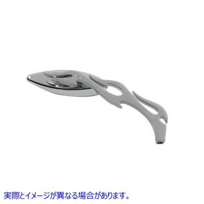 34-0433 ビレットフレームステムクローム付きティアドロップミラー Teardrop Mirror with Billet Flame Stem Chrome 取寄せ Vツ