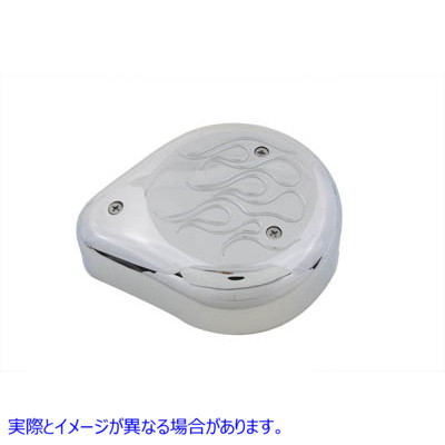 34-0511 ティアドロップ エアクリーナー フレイムス クローム Teardrop Air Cleaner with Flames Chrome 取寄せ Vツイン (検索用