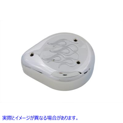 34-0710 エアクリーナーカバーフレームデザイン Air Cleaner Cover Flame Design Chrome 取寄せ Vツイン (検索用／