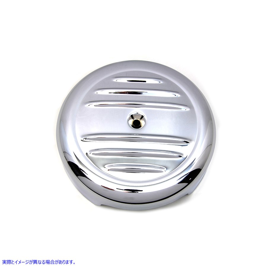 34-0744 8インチクロームストライプエアクリーナーカバー 8 inch Chrome Stripe Air Cleaner Cover 取寄せ Vツイン (検索用／