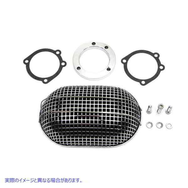 34-0746  取寄せ Vツイン Chrome Oval Mesh Air Cleaner (検索用／