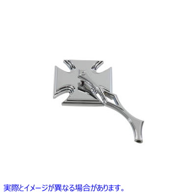 34-0752 ダイヤモンドビレットステム付きクロームマルタミラー Chrome Maltese Mirror with Diamond Billet Stem 取寄せ Vツイン