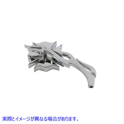 34-0755 ビレットフレームステム付きクローム消防士ミラー Chrome Firefighter Mirror with Billet Flame Stem 取寄せ Vツイン (