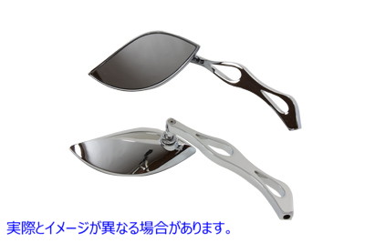 34-0777 ビレットティアドロップステム付きバロックミラーセット Baroque Mirror Set with Billet Teardrop Stems 取寄せ Vツイ