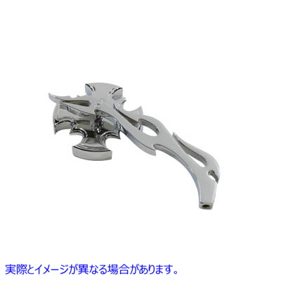 34-0788 ローターミラークローム、ビレットフレームステム付き Rotar Mirror Chrome with Billet Flame Stem 取寄せ Vツイン (検