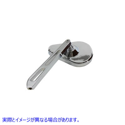 34-0793 ティアドロップミラークローム、ビレットスロットステム付き Teardrop Mirror Chrome with Billet Slotted Stem 取寄せ