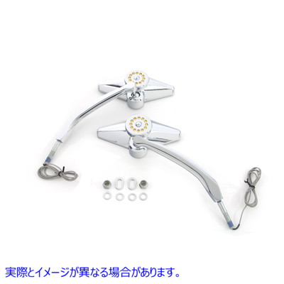 34-1353 ビレットステム付きダイヤモンドシェイプミラーセット Diamond Shape Mirror Set with Billet Stems 取寄せ Vツイン (検