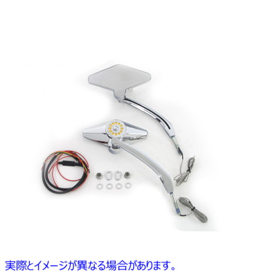 34-1378 ビレットステム付きダイヤモンドシェイプミラーセット Diamond Shape Mirror Set with Billet Stems 取寄せ Vツイン (検