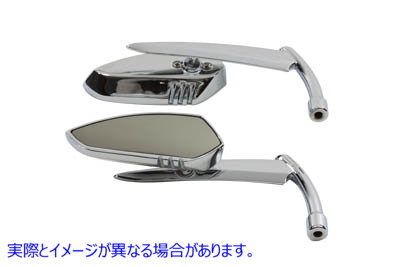 34-1566 ティアドロップ アパッチ スタイル ミラー セット ビレット クローム Teardrop Apache Style Mirror Set Billet Chrome