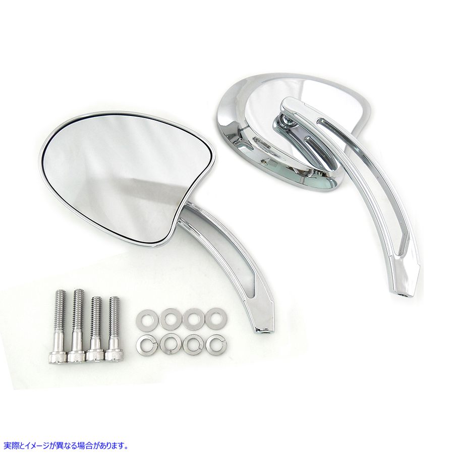 34-1599 ロングスロットステム付きミニテーパーミラーセット Mini Tapered Mirror Set with Long Slotted Stem 取寄せ Vツイン (