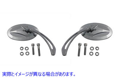 34-1834 ビレットスピアステム付きオーバルミラーセット Oval Mirror Set with Billet Spear Stem 取寄せ Vツイン (検索用／