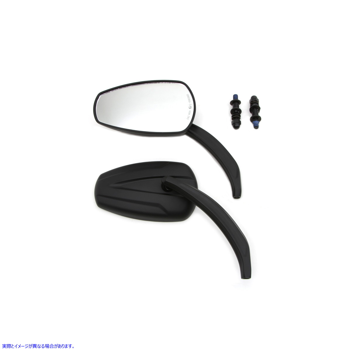 34-1838 ビレットステム付きブラック ティアドロップ ミラー セット Black Teardrop Mirror Set with Billet Stems 取寄せ Vツイ