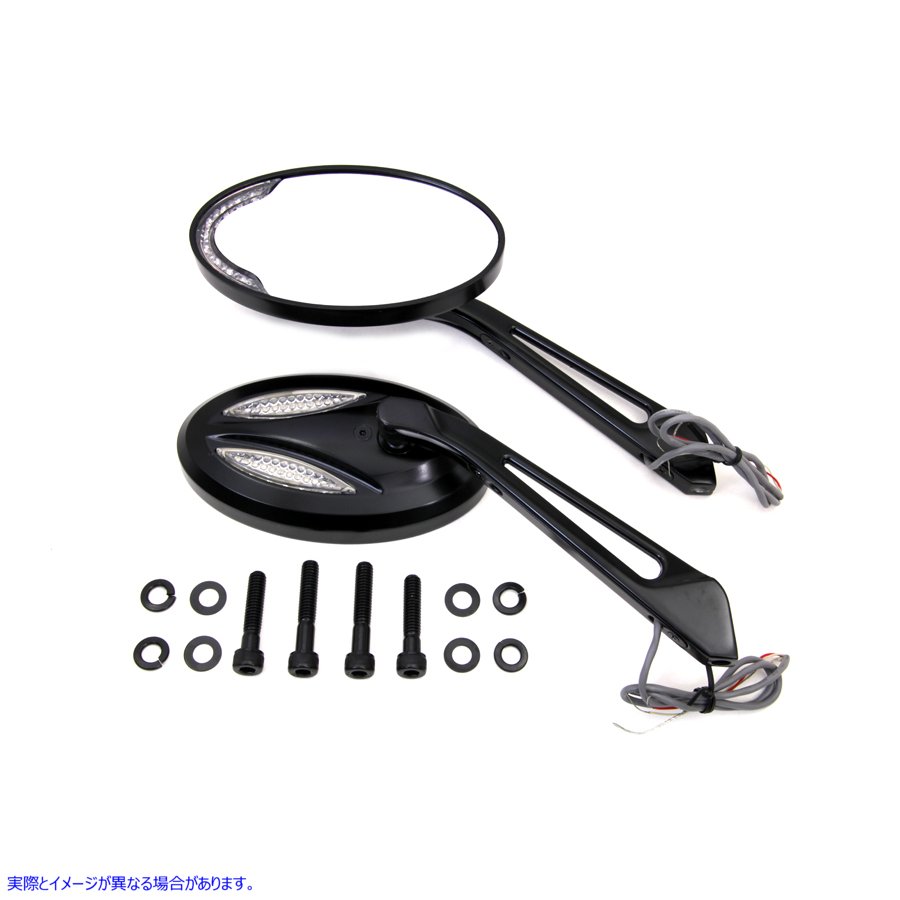 34-1950 ブラックビレットミラーセット Black Billet Mirror Set 取寄せ Vツイン (検索用／ Wyatt Gatling