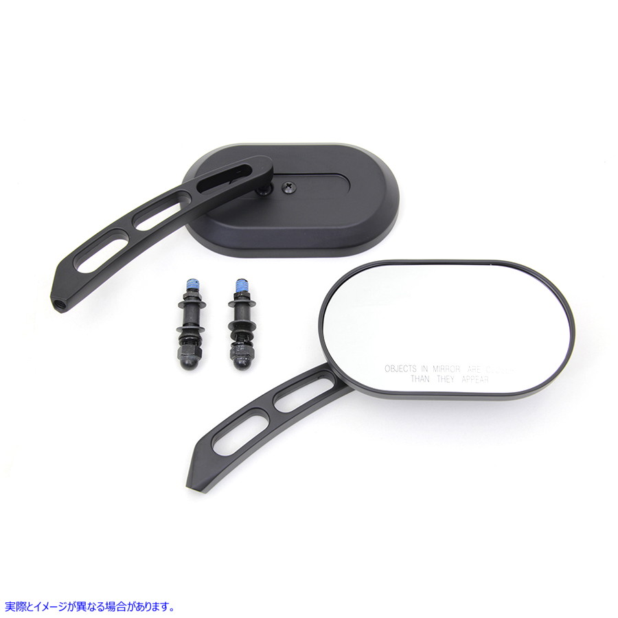 34-1963 長方形ミラーセット ブラックビレット Oblong Mirror Set Black Billet 取寄せ Vツイン (検索用／91965-98