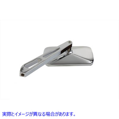 34-6023 長方形ミラー クローム ビレットステム付き Rectangular Mirror Chrome with Billet Stem 取寄せ Vツイン (検索用／