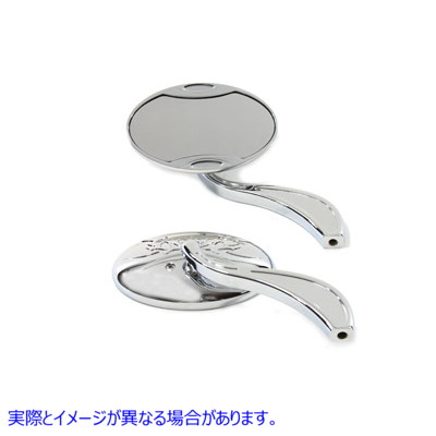 34-8116 オーバルミラーセット クローム Oval Mirror Set Chrome 取寄せ Vツイン (検索用／