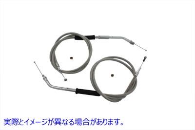 36-0114 ステンレス製スロットルとアイドルケーブルセット Stainless Steel Throttle and Idle Cable Set 取寄せ Vツイン (検索