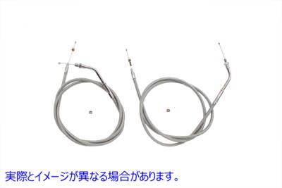 36-0115 ステンレス製スロットルとアイドルケーブルセット Stainless Steel Throttle and Idle Cable Set 取寄せ Vツイン (検索