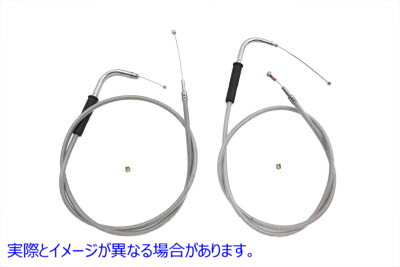 36-0128 42インチステンレススチール製スロットルとアイドルケーブルセット 42 inch Stainless Steel Throttle and Idle Cable S