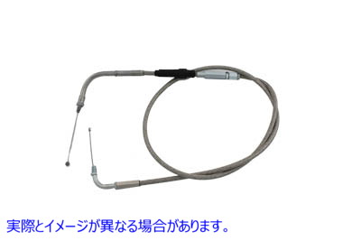 36-0670 40インチケーシング付き編組ステンレススチールスロットルケーブル Braided Stainless Steel Throttle Cable with 40 in