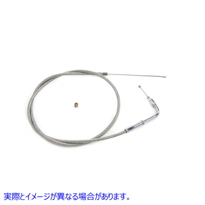 36-0725 38インチ編組ステンレススチールアイドルケーブル 38 inch Braided Stainless Steel Idle Cable 取寄せ Vツイン (検索用