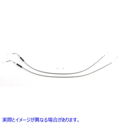 36-0773 ステンレス製スロットルとアイドルケーブルセット Stainless Steel Throttle and Idle Cable Set 取寄せ Vツイン (検索