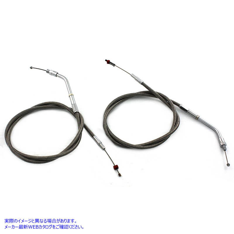 36-0832 ステンレス製スロットルとアイドルケーブルセット Stainless Steel Throttle and Idle Cable Set 取寄せ Vツイン (検索