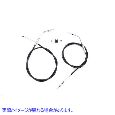 36-0863 ブラックのスロットルとアイドルケーブルセット、44.81インチのケーシング付き Black Throttle and Idle Cable Set with