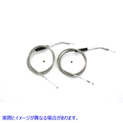 36-0868 45.83インチのステンレススチール製スロットルとアイドルケーブルセット Stainless Steel Throttle and Idle Cable Set