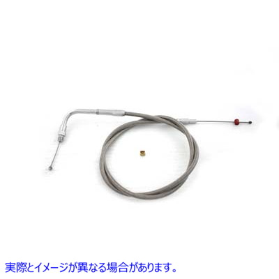 36-1512 35インチ編組ステンレススチールスロットルケーブル 35 inch Braided Stainless Steel Throttle Cable 取寄せ Vツイン (