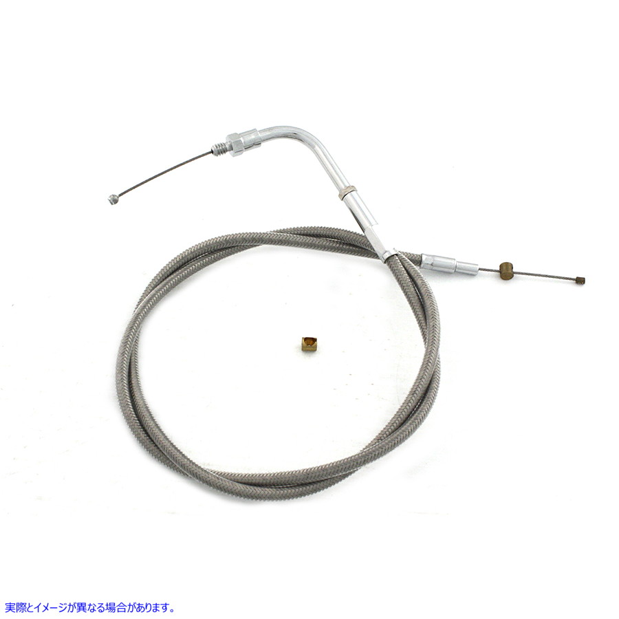 36-1542 38インチケーシング付きステンレススチールスロットルケーブル 取寄せ Vツイン Stainless Steel Throttle Cable with 38
