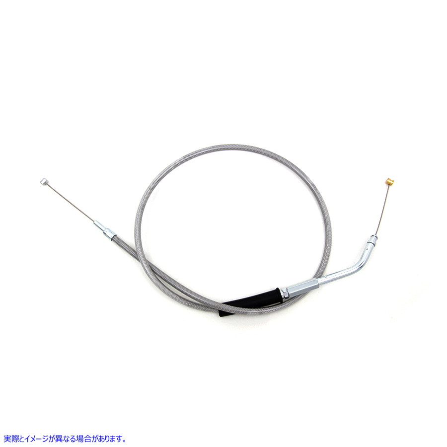 36-8022 35インチ編組ステンレススチールスロットルケーブル 取寄せ Vツイン 35 inch Braided Stainless Steel Throttle Cable (