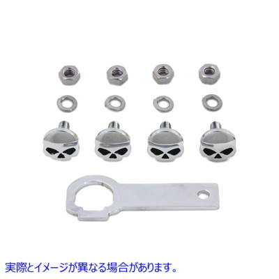 37-1960 ナンバー プレート フレーム マウント ボルト キット スカル スタイル License Plate Frame Mount Bolt Kit Skull Style