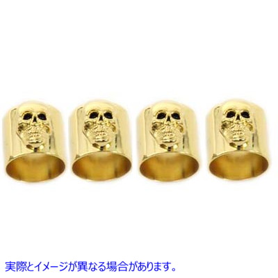 37-9079 スカル プッシュロッド カバー カップ セット ゴールド Skull Pushrod Cover Cup Set Gold 取寄せ Vツイン (検索用／