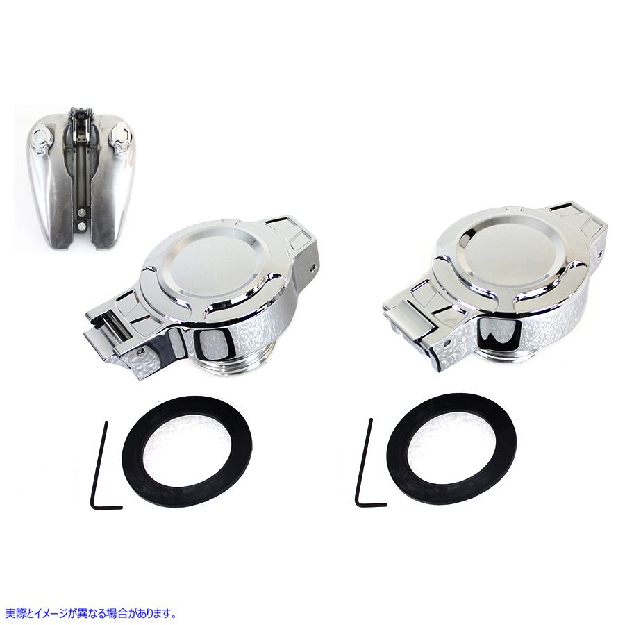 38-0887 フリップアップガスキャップセット クローム Flip Up Gas Cap Set Chrome 取寄せ Vツイン (検索用／