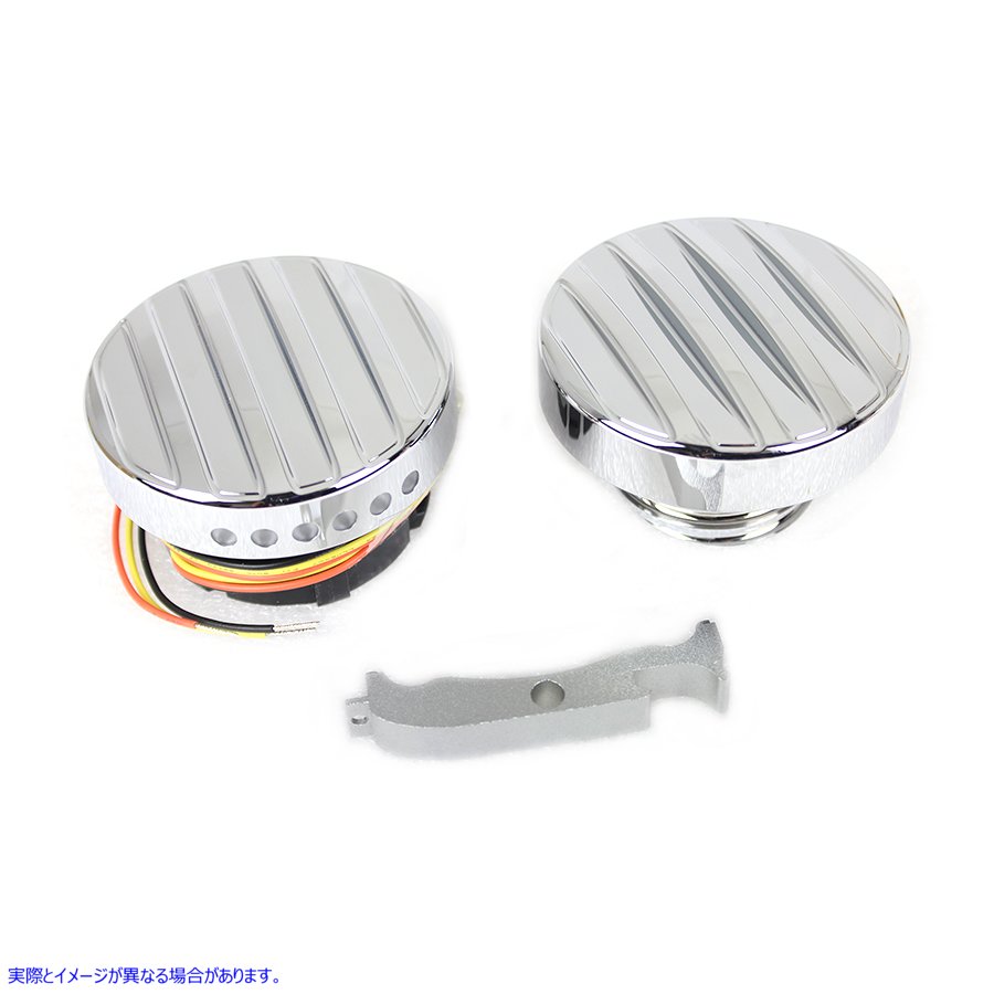 38-0988 クロームLEDリブスタイル燃料計とフィラーキャップセット Chrome LED Ribbed Style Fuel Gauge and Filler Cap Set 取寄