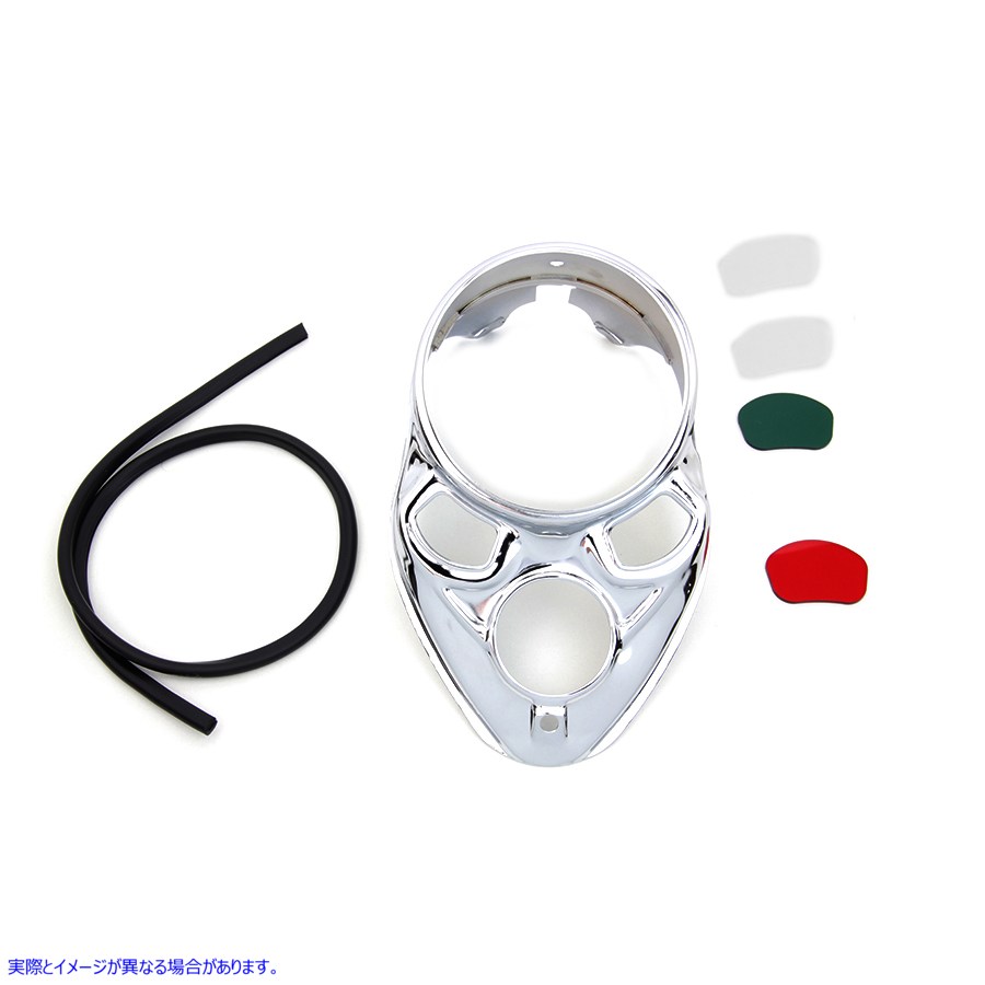 39-0777 レッドレンズ付きクロームスカルダッシュパネル 取寄せ Vツイン Chrome Skull Dash Panel with Red Lens (検索用／