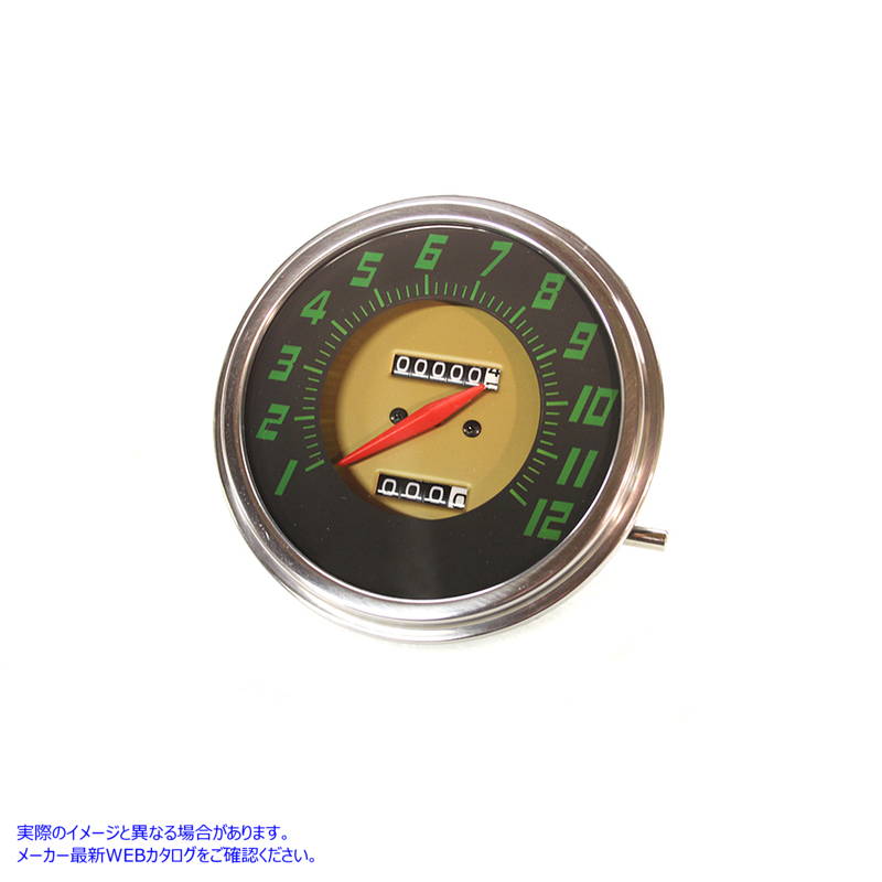 39-0889 FLH 2:1 レプリ??カ グリーンフェイス スピードメーター 取寄せ Vツイン FLH 2:1 Ratio Replica Green Face Speedometer