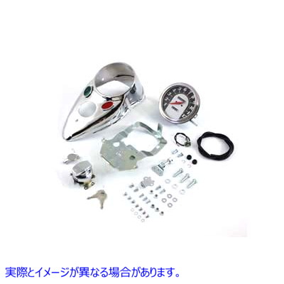 39-0900 クローム Cateye ダッシュ パネル キット (1:1 比率のスピードメーター付き) 取寄せ Vツイン Chrome Cateye Dash Panel