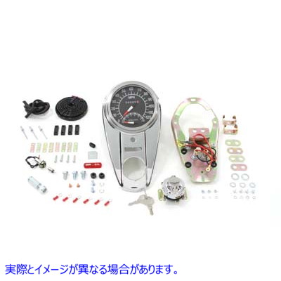 39-0915 Chrome Two Light Dash Panel Kit with 2:1 Ratio Speedometer 取寄せ Vツイン (検索用／