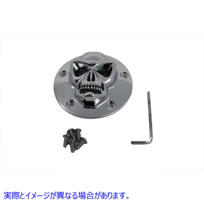 42-0075 スカルフェイス点火システムカバー 5穴 クローム Skull Face Ignition System Cover 5-Hole Chrome 取寄せ Vツイン (検