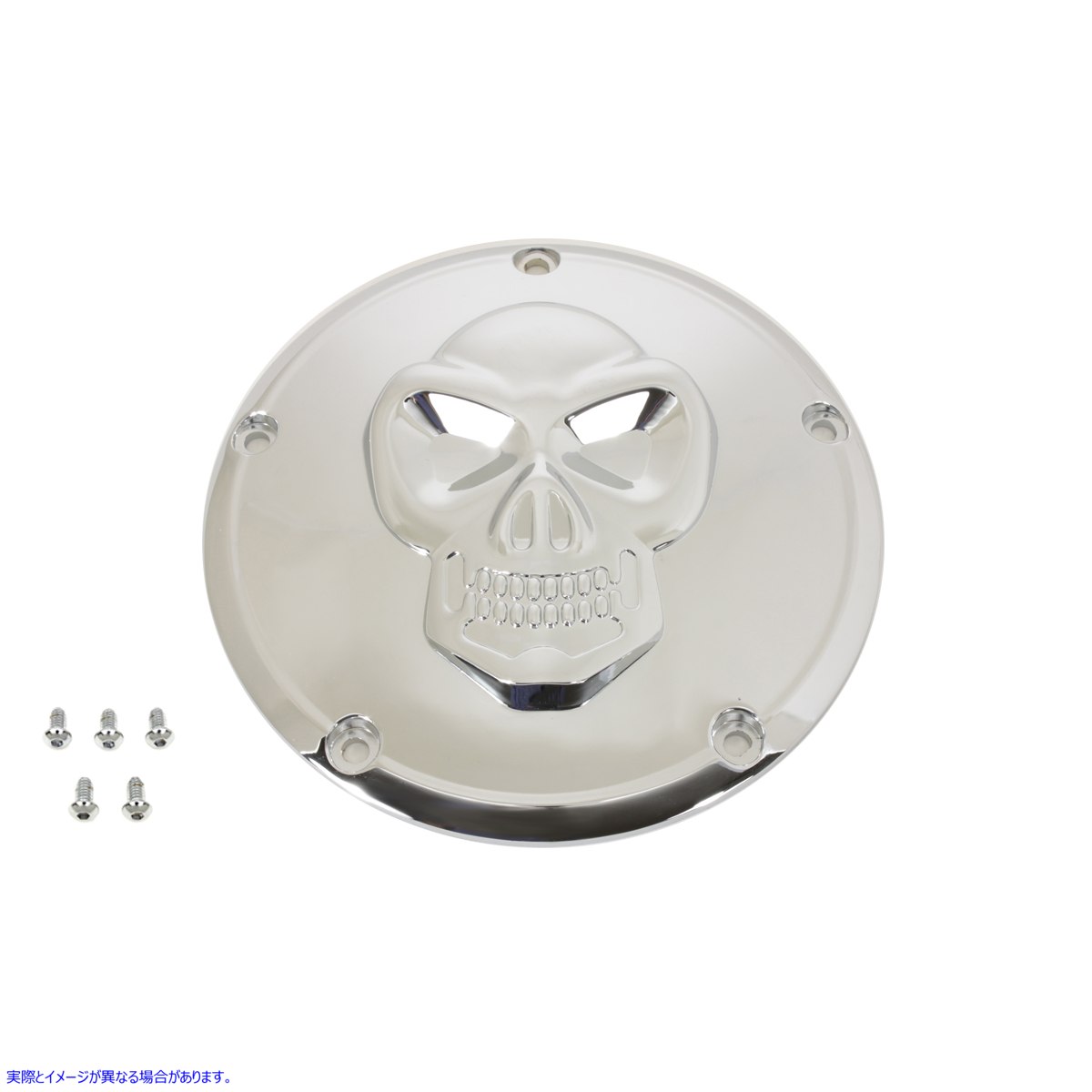 42-0222 レイズド スカル ダービー カバー クローム Raised Skull Derby Cover Chrome 取寄せ Vツイン (検索用／