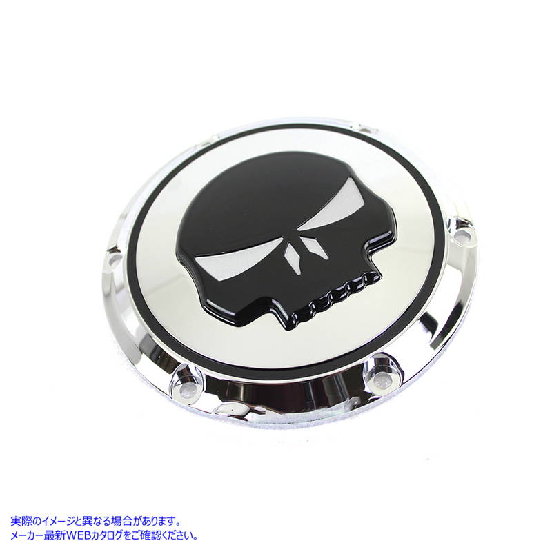 42-0265 クローム 6 ホール スカル ダービー カバー 取寄せ Vツイン Chrome 6 Hole Skull Derby Cover (検索用／