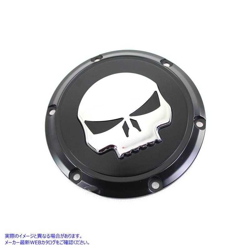 42-0266 ブラック 6 ホール スカル ダービー カバー 取寄せ Vツイン Black 6 Hole Skull Derby Cover (検索用／