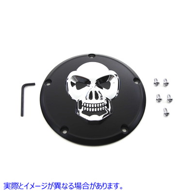 42-0559 ブラック ダービー カバー クローム スカル付き Black Derby Cover with Chrome Skull 取寄せ Vツイン (検索用／