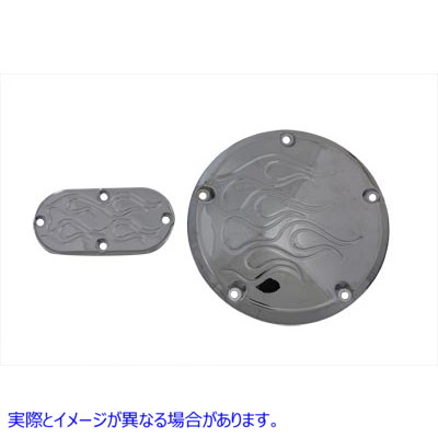 42-0816 5穴フレームダービーおよびオーバル検査セット クローム 5-Hole Flame Derby and Oval Inspection Set Chrome 取寄せ V