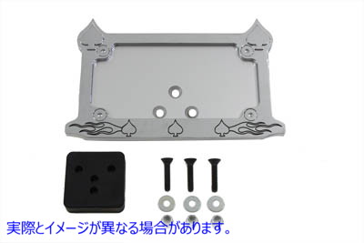 42-0986 ナンバー プレート フレーム スペード スタイル クローム ビレット License Plate Frame Spade Style Chrome Billet 取