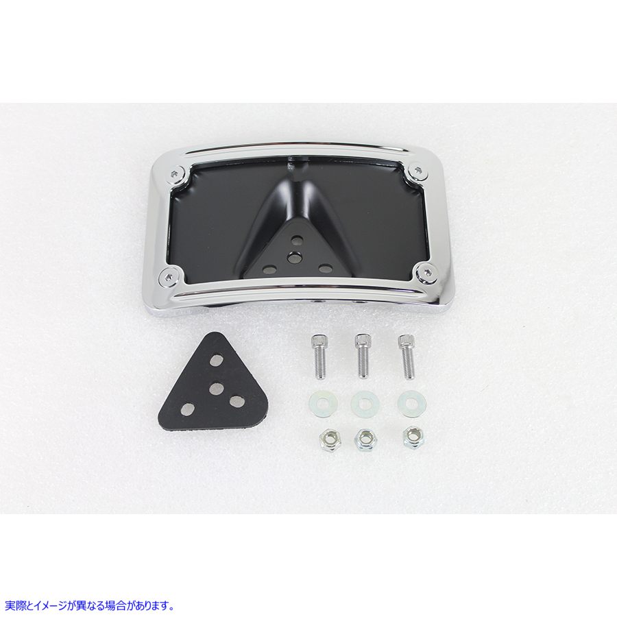 42-1009 ナンバー プレート ブラケット カーブ レイダウン スタイル クローム ビレット License Plate Bracket Curved Laydown S