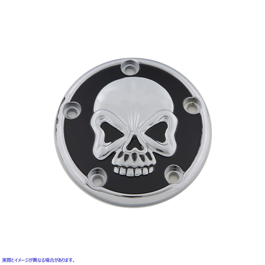 42-1082 スカルデザイン 5穴点火システムカバー クローム Skull Design 5 Hole Ignition System Cover Chrome 取寄せ Vツイン (